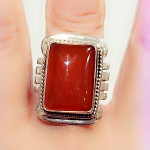 Carnelian Sterling Silver 925 Gemstone Ring Sz 8.5